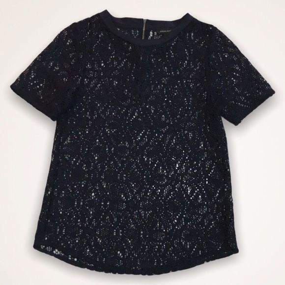 BANANA REPUBLIC Navy Crochet Lace Top - Picture 2 of 7